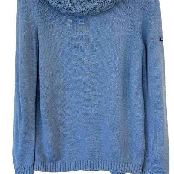 Saint James Women's Wool Blend Knitted Cowl Neck Sweater Blue France Size 8 USA - Picture 4 of 8